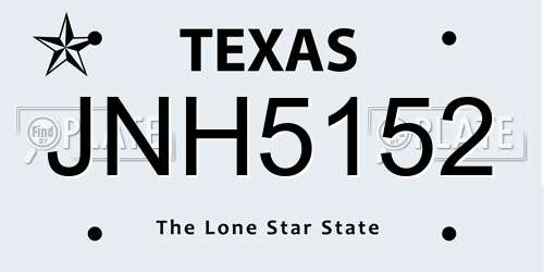 JNH5152 Texas License Plate
