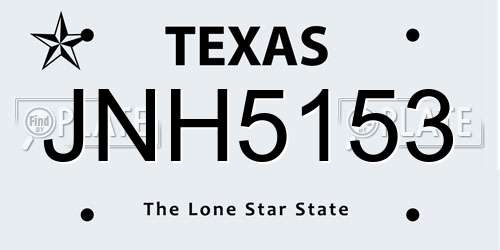 JNH5153 Texas License Plate
