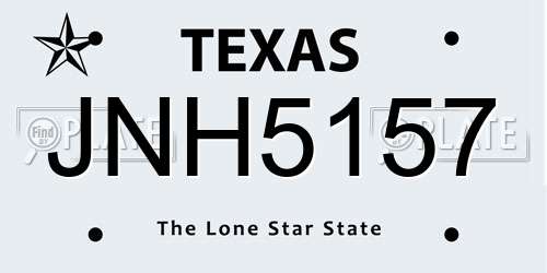 JNH5157 Texas License Plate