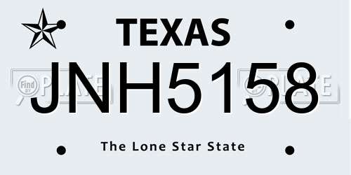 JNH5158 Texas License Plate
