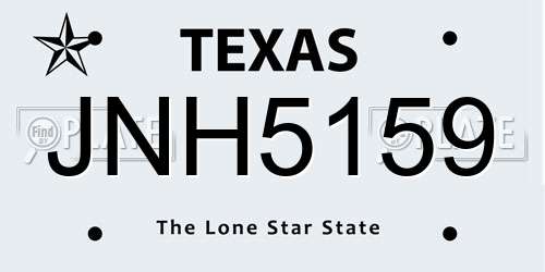 JNH5159 Texas License Plate