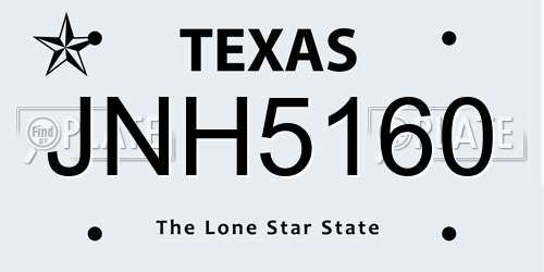 JNH5160 Texas License Plate