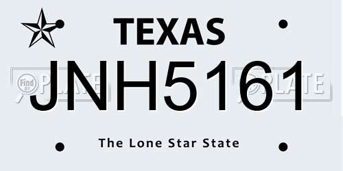 JNH5161 Texas License Plate