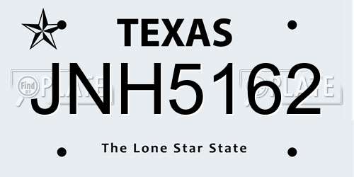 JNH5162 Texas License Plate