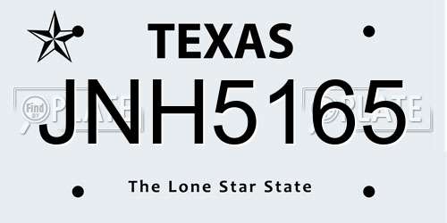 JNH5165 Texas License Plate