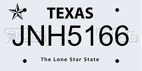 JNH5166 Texas License Plate