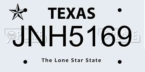 JNH5169 Texas License Plate
