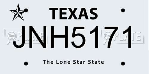 JNH5171 Texas License Plate