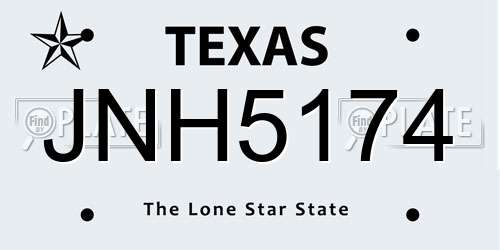 JNH5174 Texas License Plate