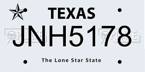 JNH5178 Texas License Plate