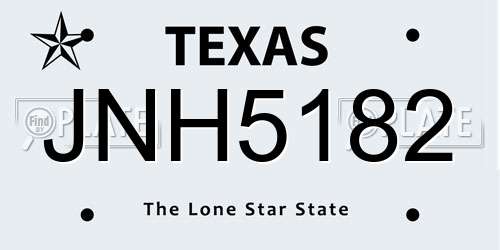 JNH5182 Texas License Plate