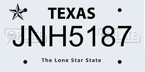 JNH5187 Texas License Plate