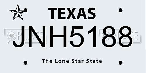 JNH5188 Texas License Plate