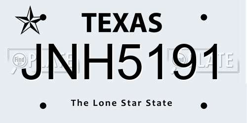 JNH5191 Texas License Plate