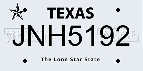 JNH5192 Texas License Plate