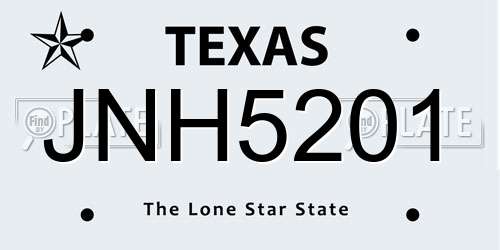 JNH5201 Texas License Plate
