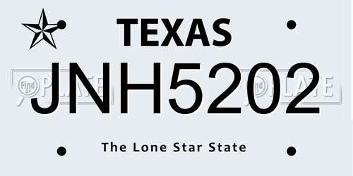 JNH5202 Texas License Plate