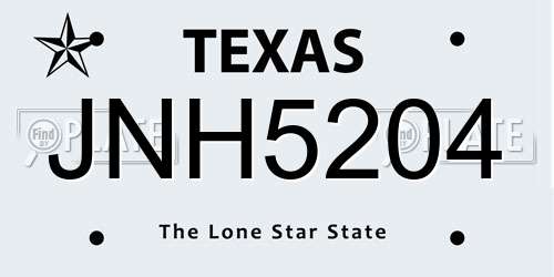 JNH5204 Texas License Plate