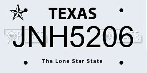 JNH5206 Texas License Plate