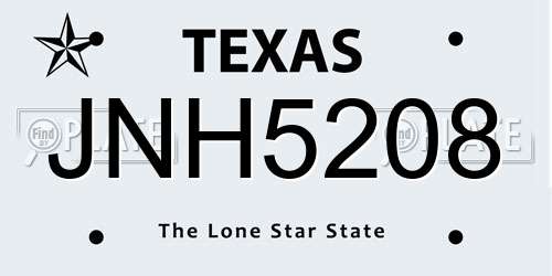 JNH5208 Texas License Plate