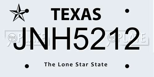 JNH5212 Texas License Plate