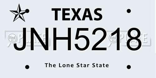 JNH5218 Texas License Plate