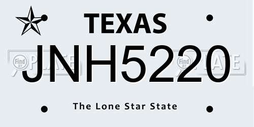JNH5220 Texas License Plate