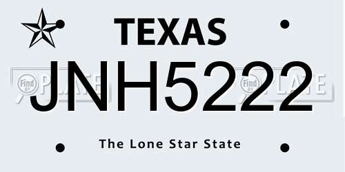 JNH5222 Texas License Plate