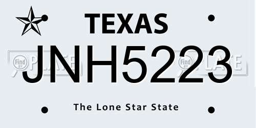 JNH5223 Texas License Plate