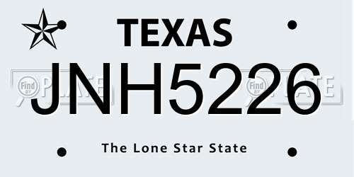JNH5226 Texas License Plate