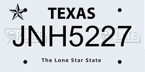 JNH5227 Texas License Plate