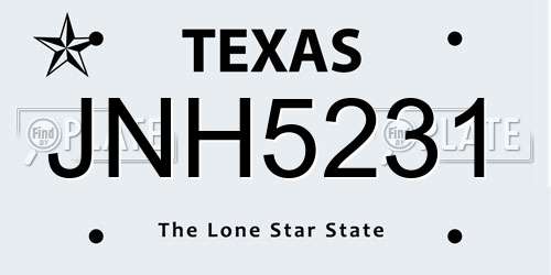 JNH5231 Texas License Plate