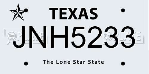 JNH5233 Texas License Plate