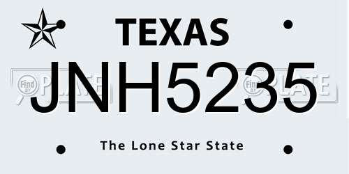 JNH5235 Texas License Plate