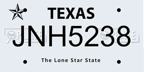 JNH5238 Texas License Plate