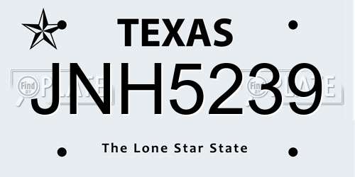 JNH5239 Texas License Plate