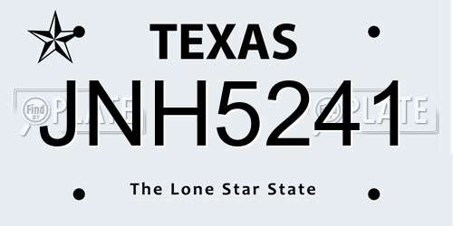 JNH5241 Texas License Plate