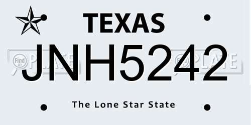 JNH5242 Texas License Plate
