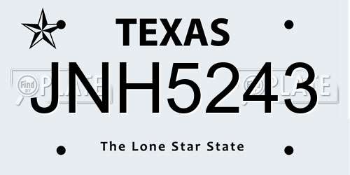 JNH5243 Texas License Plate
