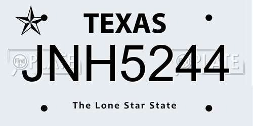 JNH5244 Texas License Plate
