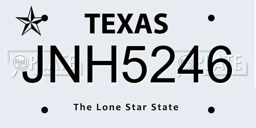 JNH5246 Texas License Plate