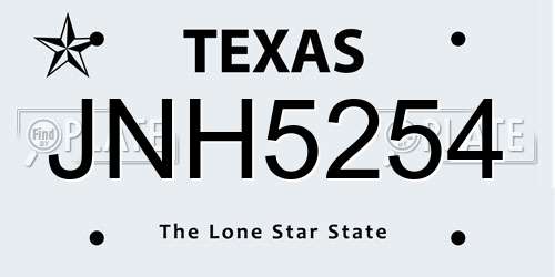 JNH5254 Texas License Plate