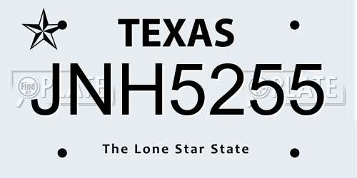 JNH5255 Texas License Plate