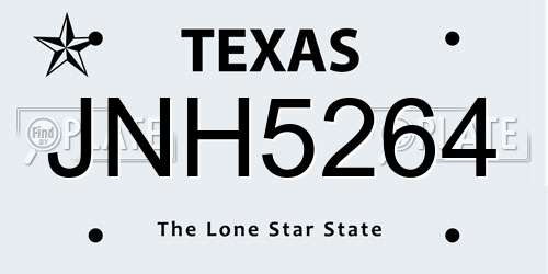 JNH5264 Texas License Plate
