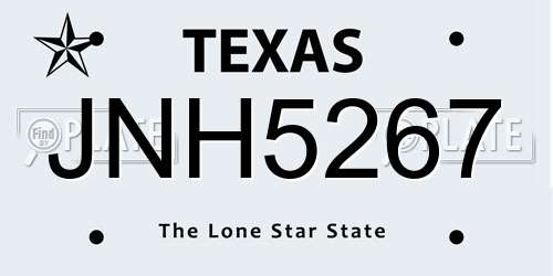 JNH5267 Texas License Plate