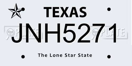 JNH5271 Texas License Plate