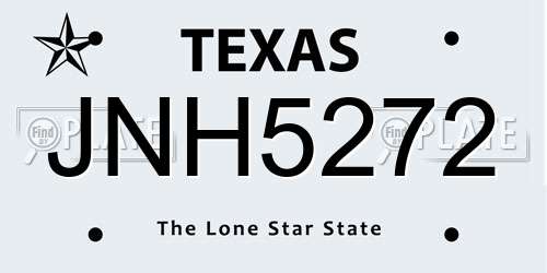 JNH5272 Texas License Plate