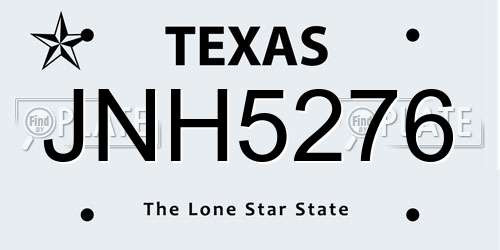 JNH5276 Texas License Plate