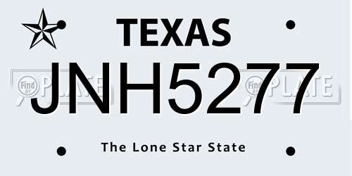 JNH5277 Texas License Plate