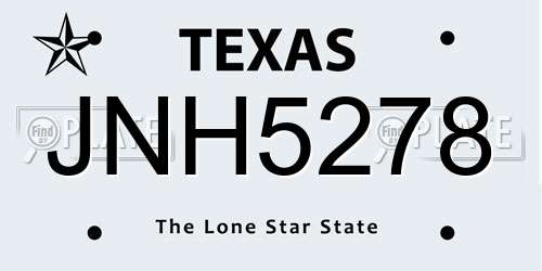 JNH5278 Texas License Plate